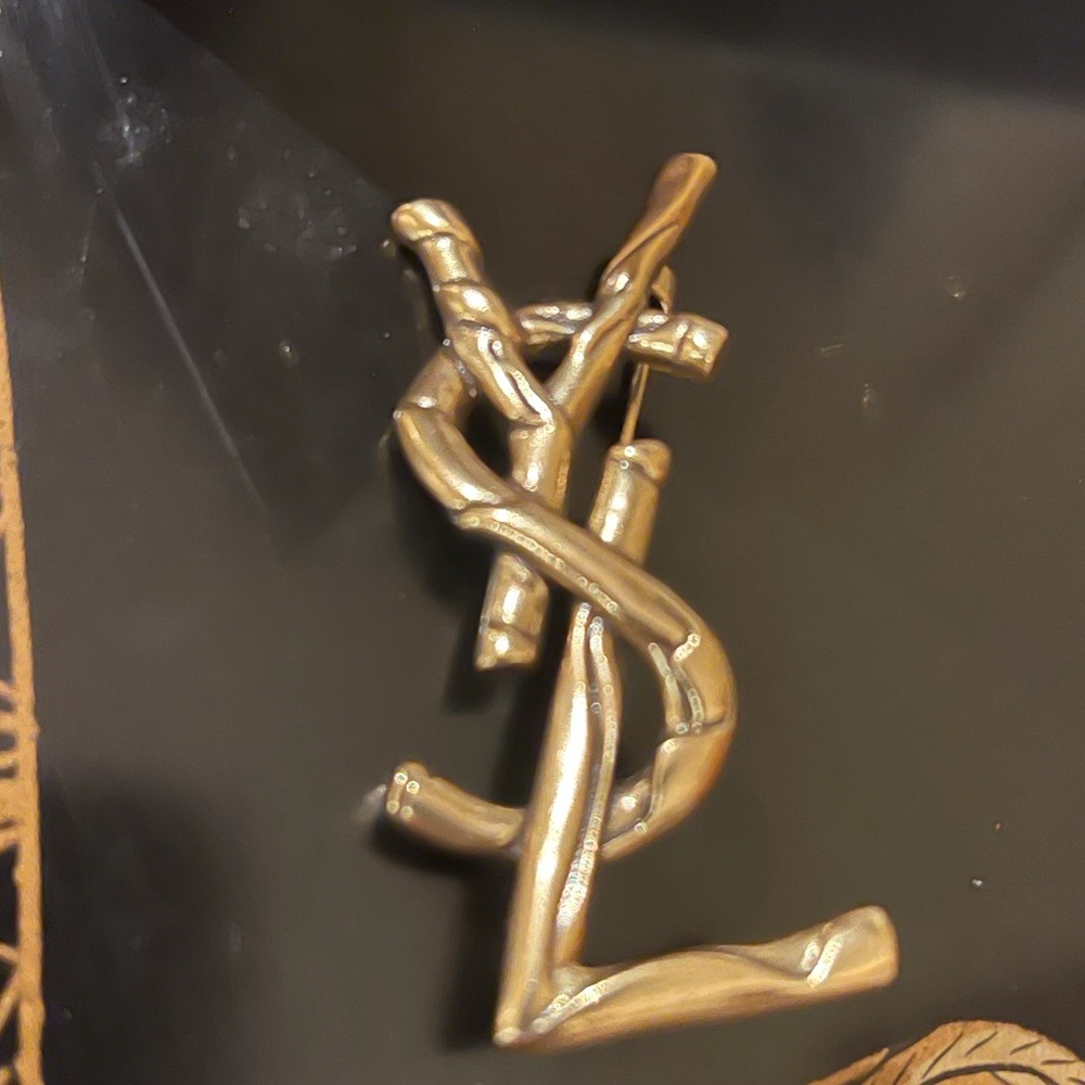 COPY - YSL brooch. Dark gold